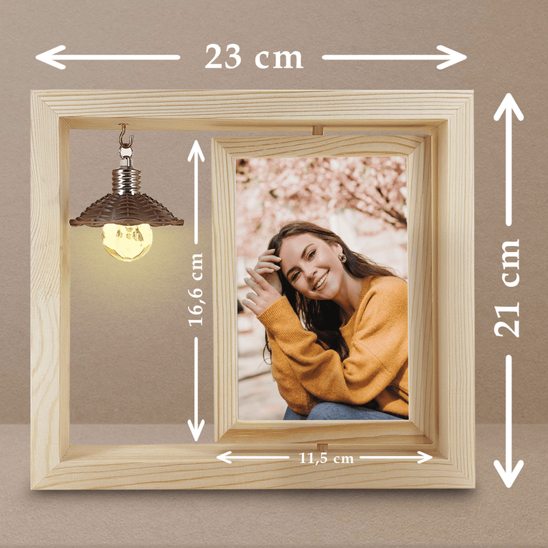 Foto einer Frau - Druck auf Glas in Holzrahmen + led, personalisiertes Geschenk für Frau - Adamell.de