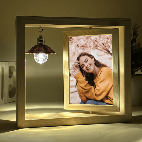 Foto einer Frau - Druck auf Glas in Holzrahmen + led, personalisiertes Geschenk für Frau - Adamell.de