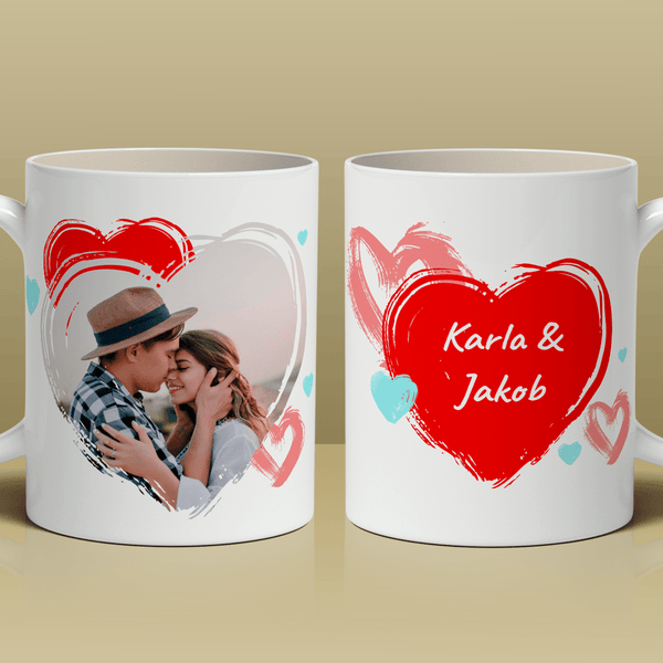 Foto Herz - 1x Bedruckte Tasse, personalisiertes Geschenk für das Paar - Adamell.de