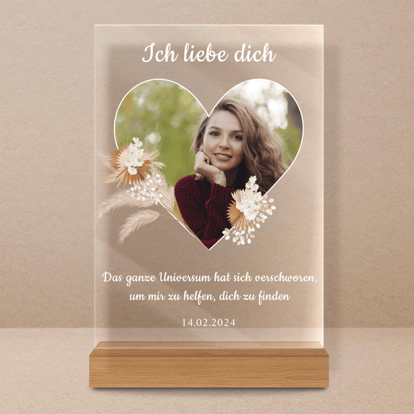 Foto im Herzen - Druck auf Glas, personalisiertes Geschenk für Paar - Adamell.de