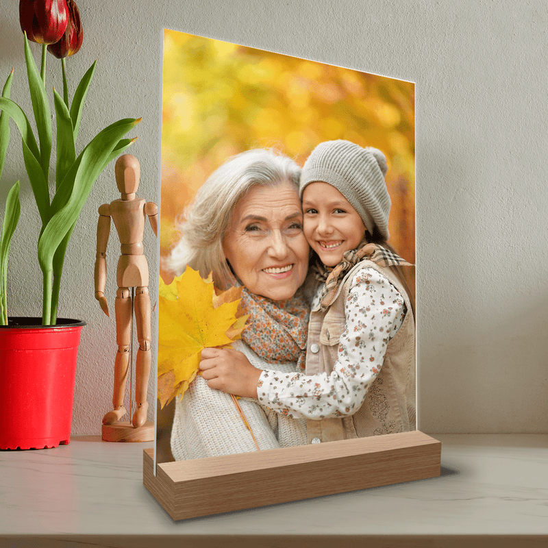 Foto mit Großmutter - Druck auf Glas, personalisiertes Geschenk für Oma - Adamell.de