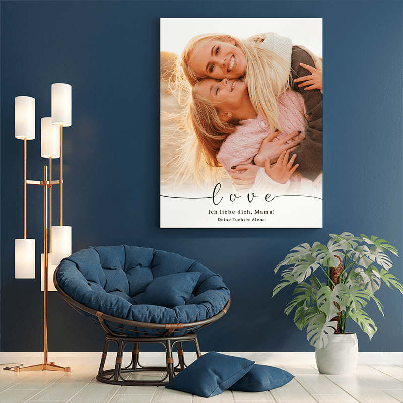 Foto mit Love-Inschrift - Druck auf Leinwand, personalisiertes Geschenk für Mama - Adamell.de