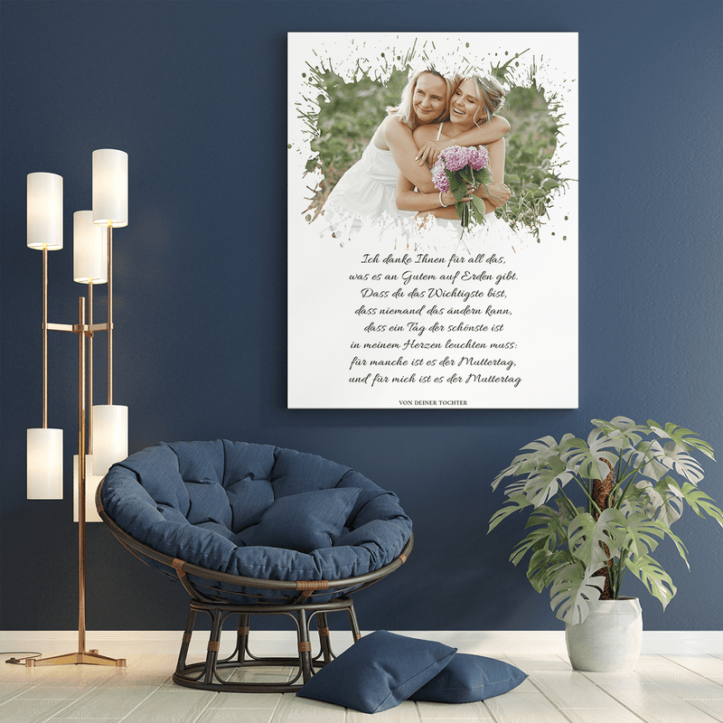 Foto mit Spritzeffekt - Druck auf Leinwand, personalisiertes Geschenk für Mama - Adamell.de