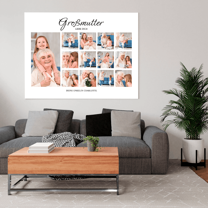 Fotocollage für Großmutter - Druck auf Leinwand, personalisiertes Geschenk für Oma - Adamell.de
