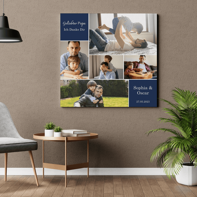 Fotocollage für Papa - Druck auf Leinwand, personalisiertes Geschenk für Papa - Adamell.de