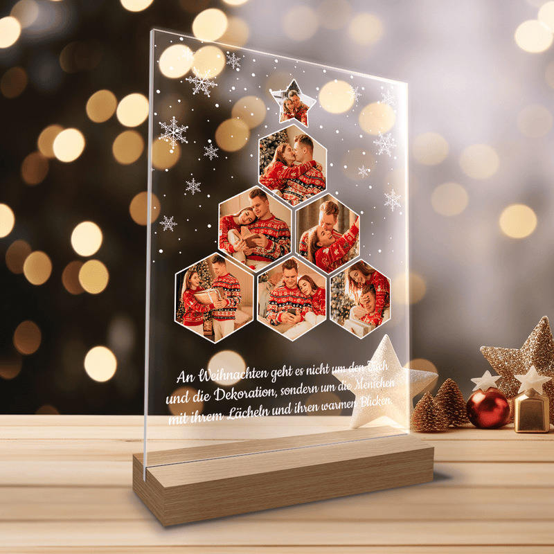 Fotocollage Weihnachtsbaum - Druck auf Glas, personalisiertes Geschenk für Paar - Adamell.de