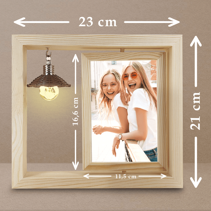 Fotografie von Freundinen - Druck auf Glas in Holzrahmen + led, personalisiertes Geschenk für Freundin - Adamell.de