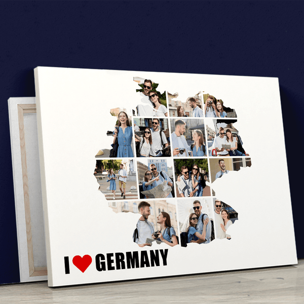 Fotokarte Deutschland - Druck auf Leinwand, personalisiertes Geschenk für ein Paar - Adamell.de