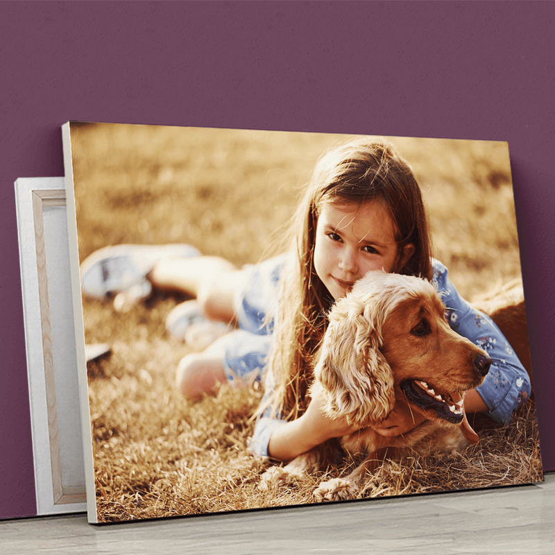 Fotoporträt mit Hund - Druck auf Leinwand, personalisiertes Geschenk - Adamell.de