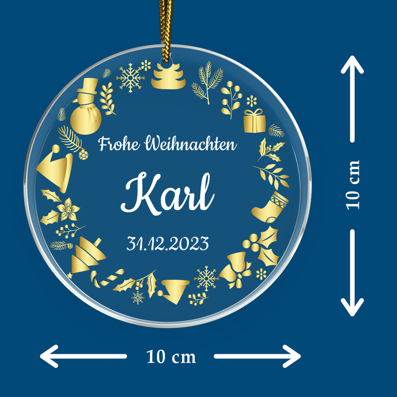 Frohe Weihnachten - Christbaumkugel, personalisiertes Geschenk für Mann - Adamell.de