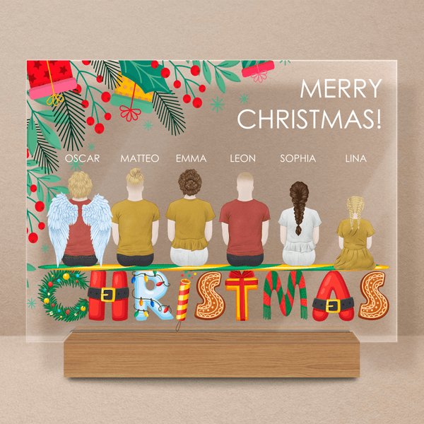 Frohe Weihnachten - Clipart - Druck auf Glas, personalisiertes Geschenk für Familie - Adamell.de