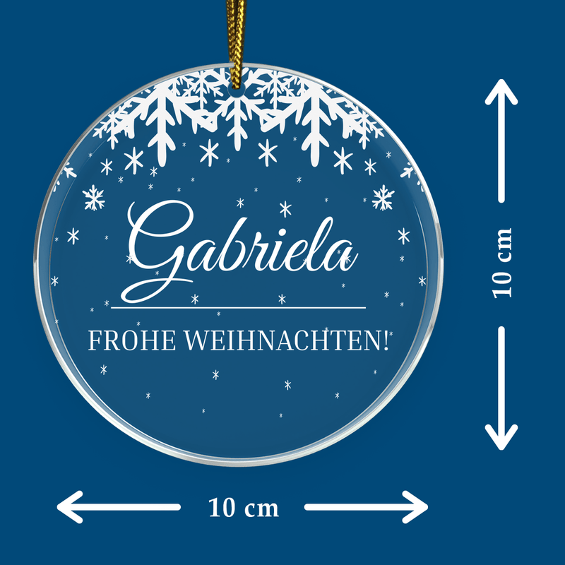 Frohe Weihnachten Inschriftn + Name - Christbaumkugel, personalisiertes Geschenk für Frau - Adamell.de