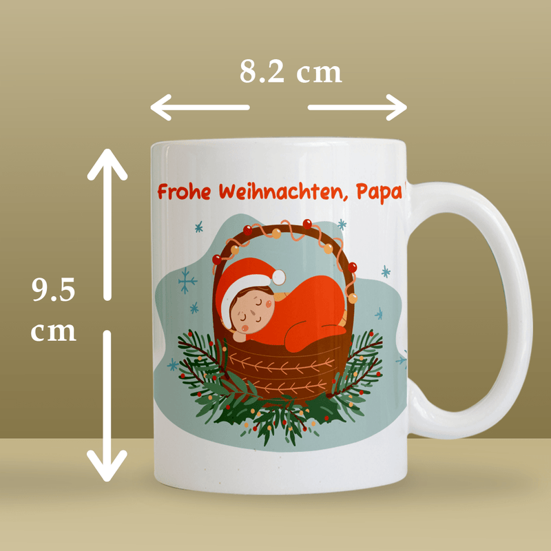 Frohe Weihnachten, Papa - 1x Bedruckte Tasse, personalisiertes Geschenk für Papa - Adamell.de