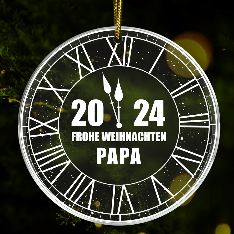 Frohe Weihnachten Uhr - Christbaumkugel, personalisiertes Geschenk für Papa - Adamell.de