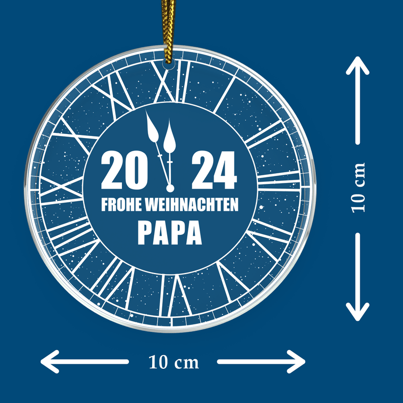 Frohe Weihnachten Uhr - Christbaumkugel, personalisiertes Geschenk für Papa - Adamell.de