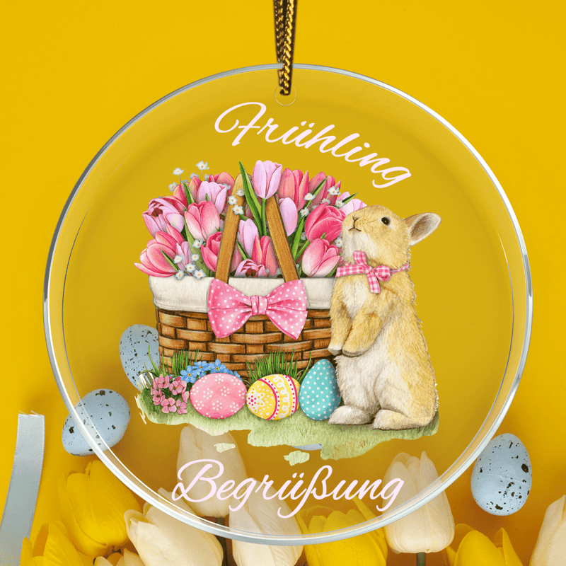 Frühling Begrüßung - Acrylkugel, personalisiertes Geschenk zu Ostern - Adamell.de