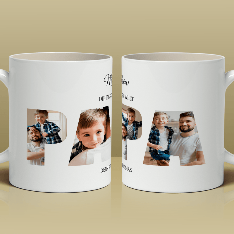Für den besten Papa - 1x Bedruckte Tasse, personalisiertes Geschenk für Papa - Adamell.de