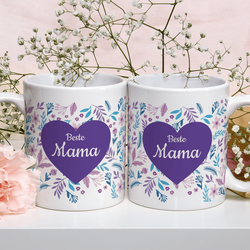 Für die beste Mama - 1x bedruckte Tasse, personalisiertes Geschenk für Mama - Adamell.de