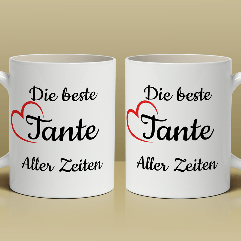 Für die beste Tante - 1x bedruckte Tasse, personalisiertes Geschenk für Tante - Adamell.de