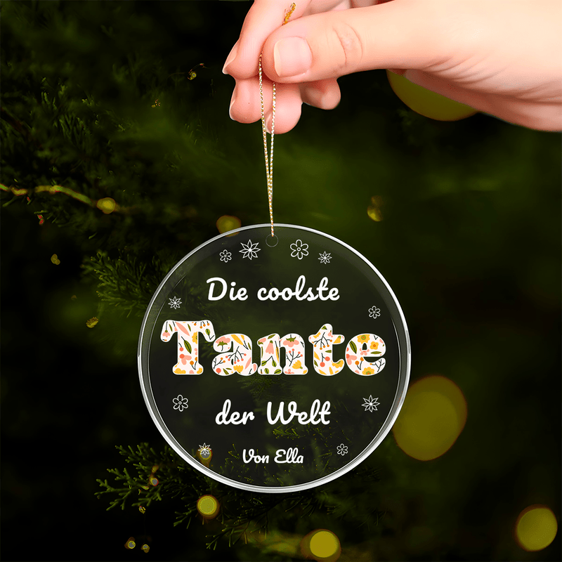 Für die coolste Tante - Christbaumkugel, personalisiertes Geschenk für Tante - Adamell.de