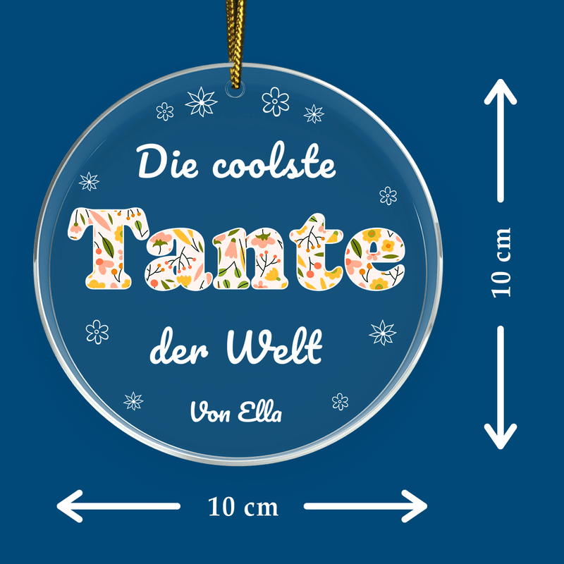 Für die coolste Tante - Christbaumkugel, personalisiertes Geschenk für Tante - Adamell.de