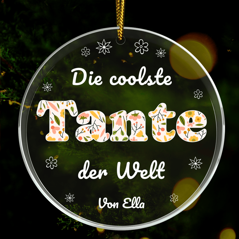 Für die coolste Tante - Christbaumkugel, personalisiertes Geschenk für Tante - Adamell.de