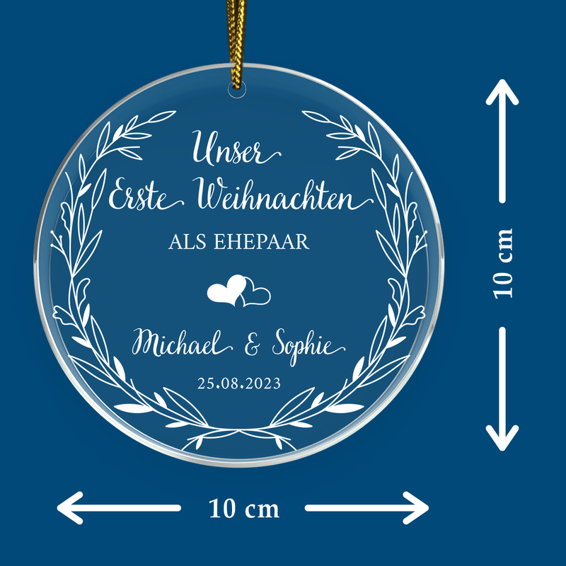 Für die Ehe - Christbaumkugel, personalisiertes Geschenk für Paar - Adamell.de