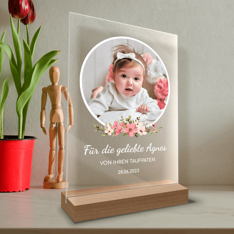 Für ein geliebtes Kind - Druck auf Glas, personalisiertes Geschenk - Adamell.de