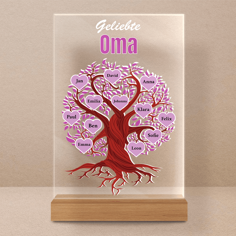 Für geliebte Großmutter - Druck auf Glas, personalisiertes Geschenk für Oma - Adamell.de