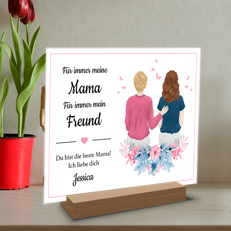 Für immer eine Freundin - Druck auf Glas, personalisiertes Geschenk für Mama - Adamell.de