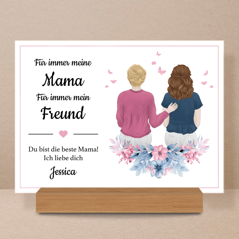 Für immer eine Freundin - Druck auf Glas, personalisiertes Geschenk für Mama - Adamell.de