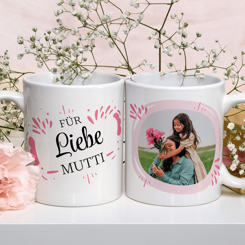 Für liebe Mutti - 1x bedruckte Tasse, personalisiertes Geschenk für Mama - Adamell.de