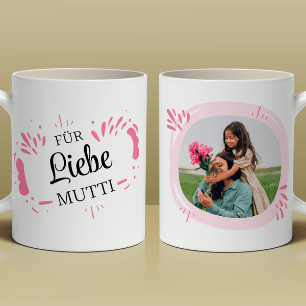 Für liebe Mutti - 1x bedruckte Tasse, personalisiertes Geschenk für Mama - Adamell.de