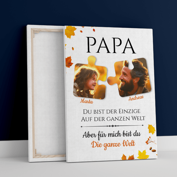 Für mich bist du die ganze Welt - Druck auf Leinwand, personalisiertes Geschenk für Papa - Adamell.de