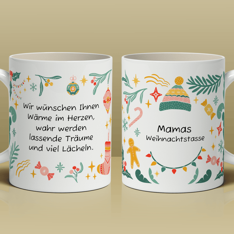 Für Mutti zu Weihnachten - 1x bedruckte Tasse, personalisiertes Geschenk für Mama - Adamell.de