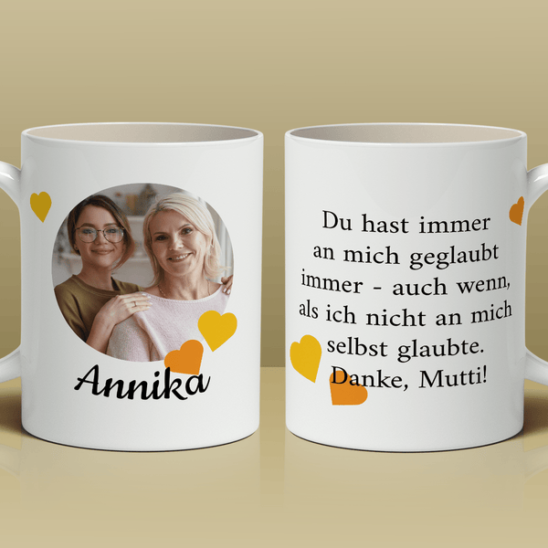 Für Name + Foto der Mutter - 1x bedruckte Tasse, personalisiertes Geschenk für Mama - Adamell.de