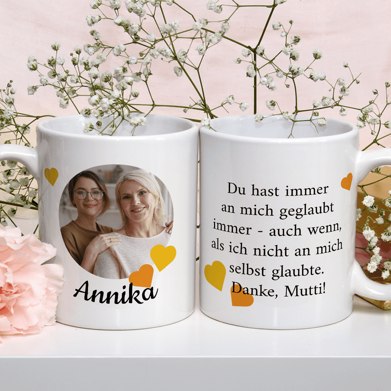 Für Name + Foto der Mutter - 1x bedruckte Tasse, personalisiertes Geschenk für Mama - Adamell.de