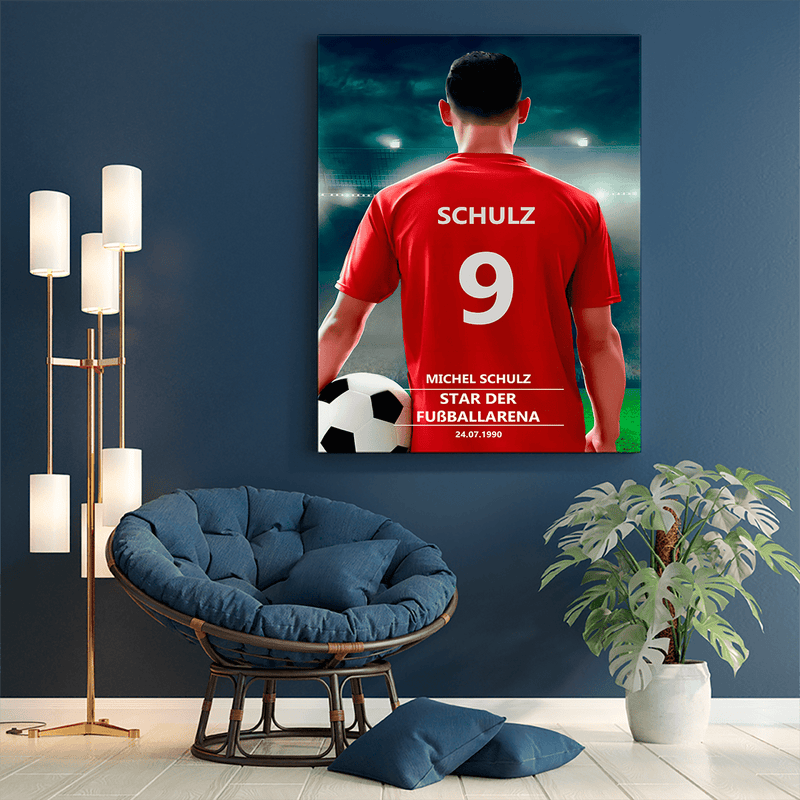 Fußballer - Druck auf Leinwand, personalisiertes Geschenk für Mann - Adamell.de