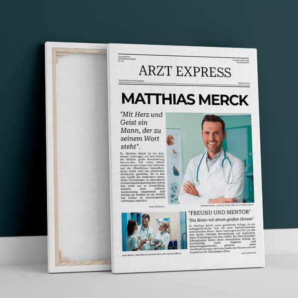 Gazeta-Express - Druck auf Leinwand, personalisiertes Geschenk für Freund - Adamell.de