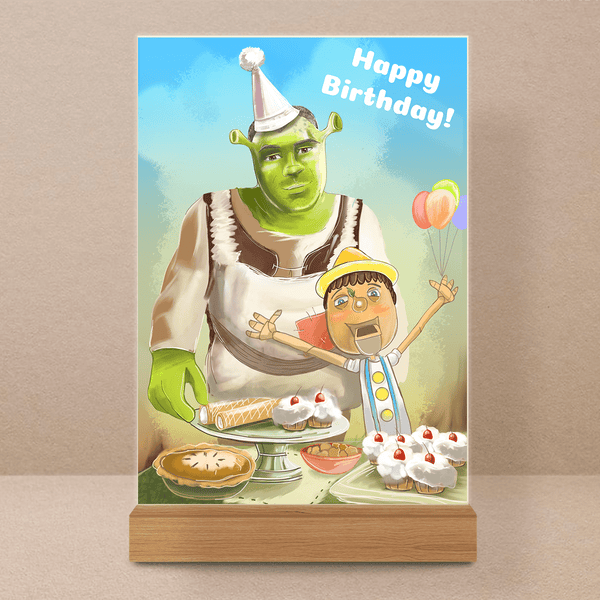 Geburtstag Shrek - Druck auf Glas, personalisiertes Geschenk zu einem Geburtstag - Adamell.de