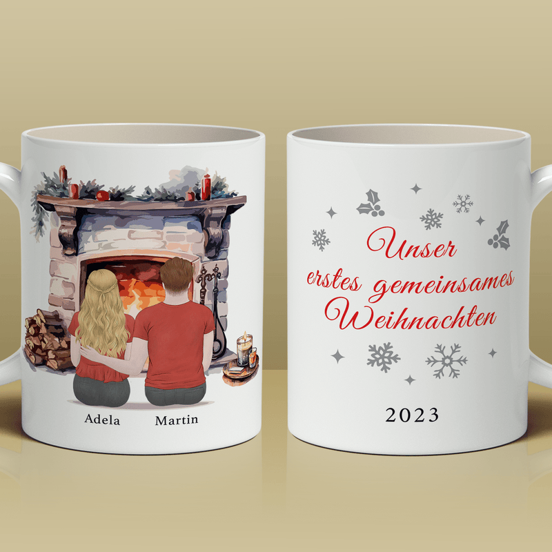 Gemeinsame Weihnachten - 1x bedruckte Tasse, personalisiertes Geschenk für Paar - Adamell.de