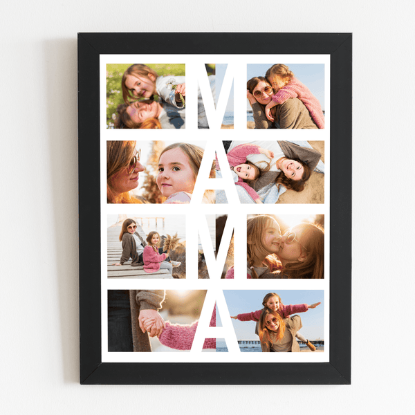 Gerahmte Collage Mama - Druck auf Glas, personalisiertes Geschenk für Mutter - Adamell.de