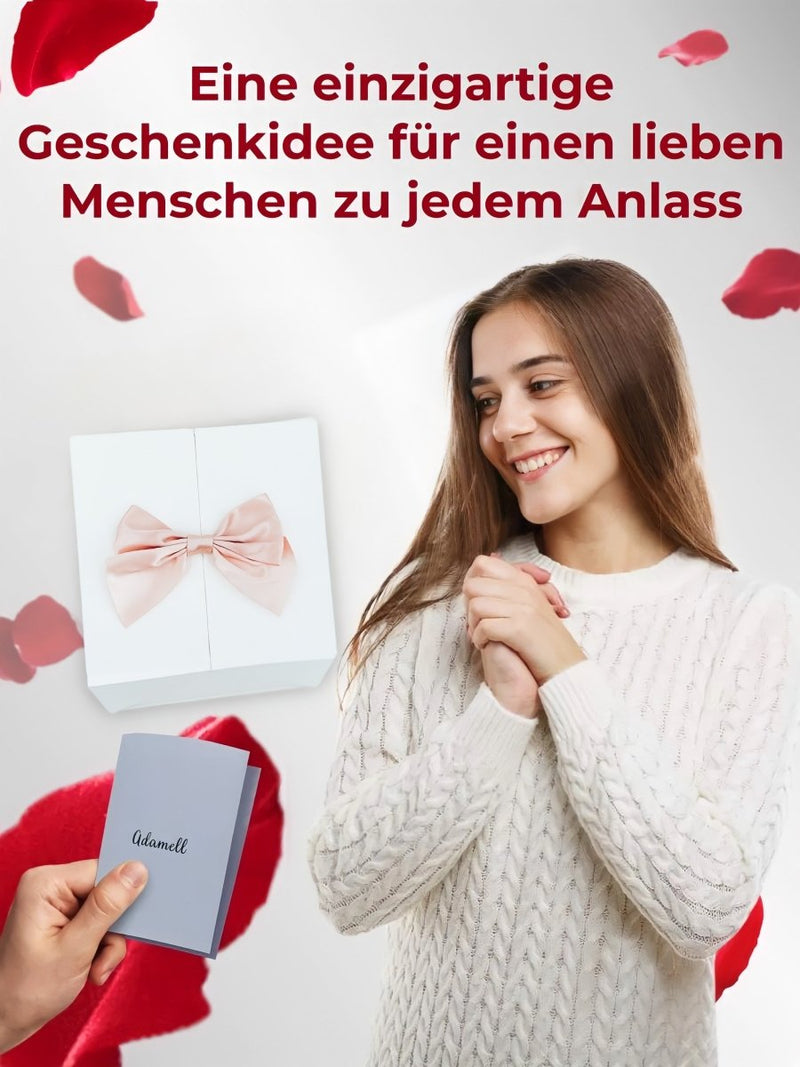 Geschenkbox mit ewigen Rosen für Schmuck + Kostenlose Geschenke enthalten - Adamell.de