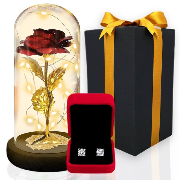 Gold Ewige Rose im Glas LED, Geschenkideen für frauen, freundin, mama, valentinstag, geburstag, weihnachtsgeschenke, muttertagsgeschen, Weltfrauentag - Adamell.de