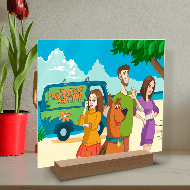 Grafiken im Scooby Doo-Stil - Druck auf Glas, personalisiertes Geschenk für Freund - Adamell.de