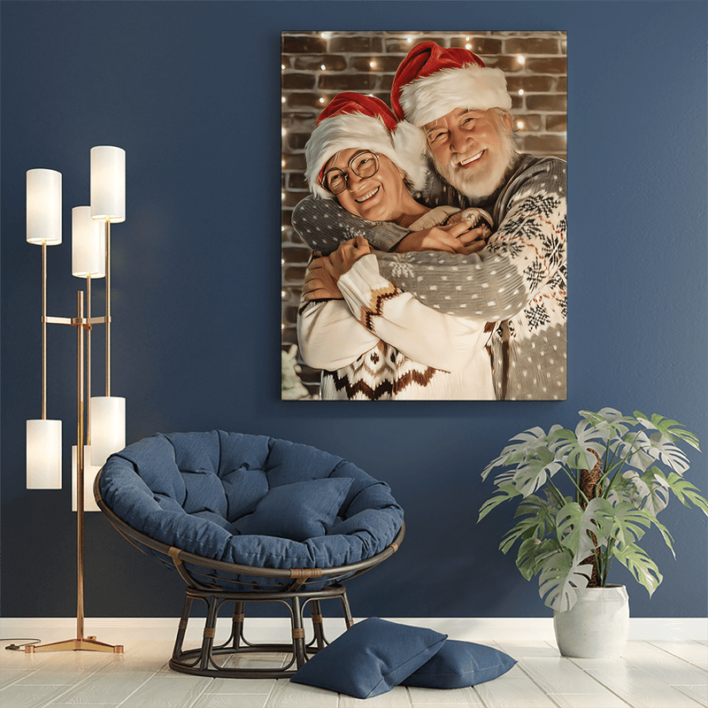 Großeltern zu Weihnachten - Druck auf Leinwand, personalisiertes Geschenk für Großeltern - Adamell.de