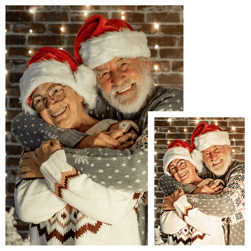 Großeltern zu Weihnachten - Druck auf Leinwand, personalisiertes Geschenk für Großeltern - Adamell.de