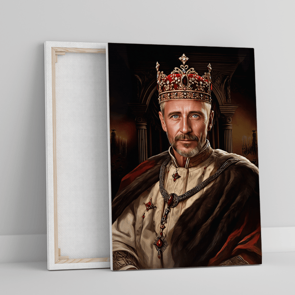 Großvater König Porträt - Druck auf Leinwand, personalisiertes Geschenk für Großvater - Adamell.de