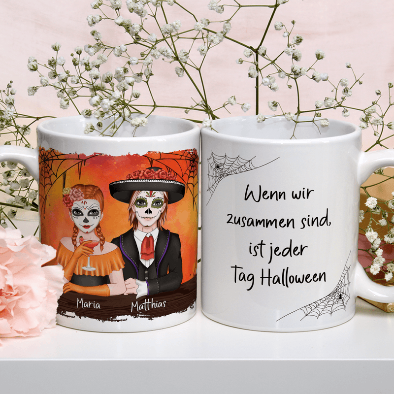 Halloween-Paar - 1x Bedruckte Tasse, personalisiertes Geschenk für Paar - Adamell.de