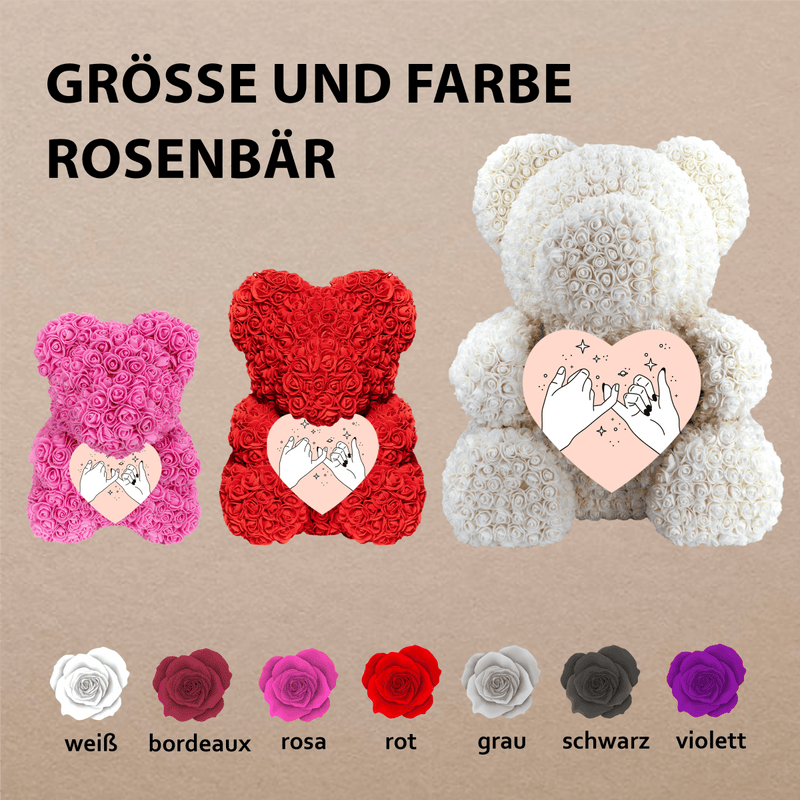 Hände - Rosenbären mit Aufdruck, personalisiertes Geschenk für Frau - Adamell.de